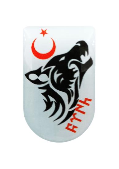 Beyaz Kurt Desenli Şarjör Etiketi Şarjör Altı Bayrak Sticker